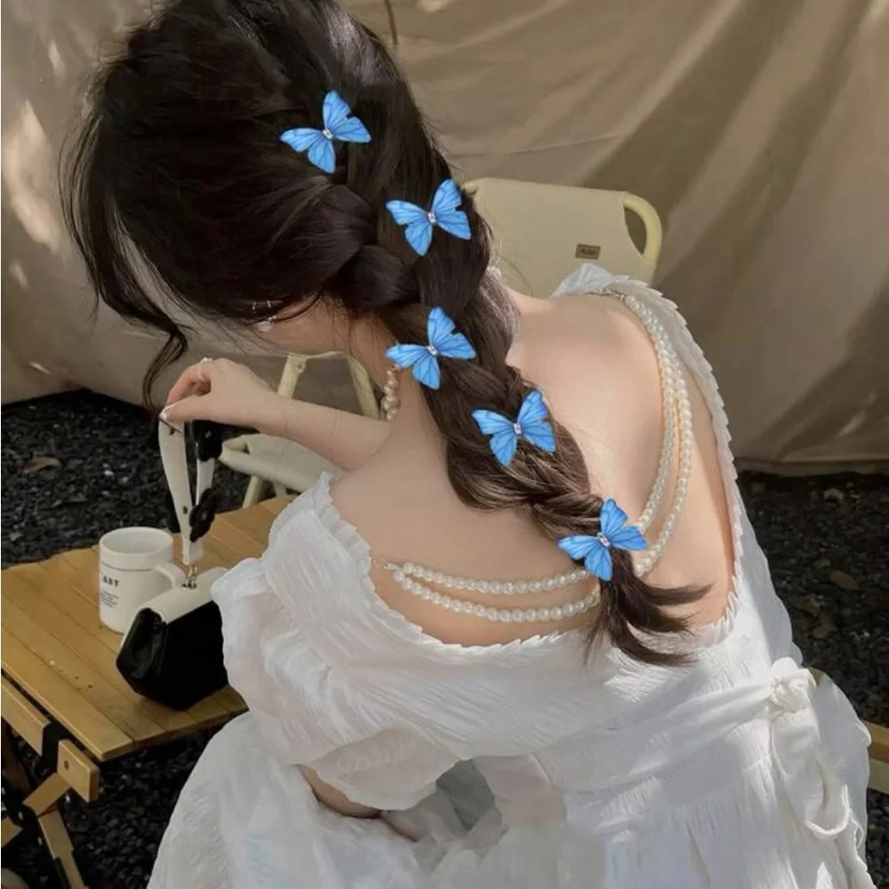 5pcs Women Rhinestone Detail Butterfly Decor Fashionable Alligator Hair Clip